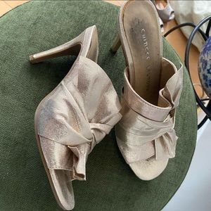 Chinese Laundry Gold Slide Heels Size 6